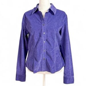 Vintage Talbots Purple Corduroy Stretch Button Down Shirt Size Small